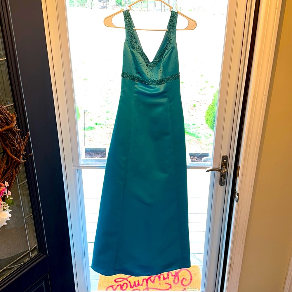 Size 3/4 blue beaded bodice a-like prom dress